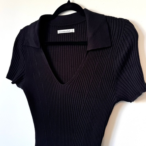 Abercrombie & Fitch Black Polo Ribbed Knit Mini Dress - Size S - Picture 4 of 11